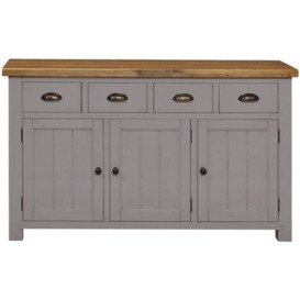 Regatta Grey Painted Pine Medium Sideboard, 149cm W with 3 Doors and 4 Drawers
