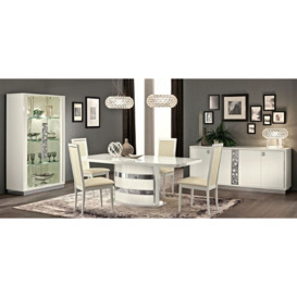 Camel Roma Day White Italian Butterfly Extending Dining Table and 6 Rombi Upholstered Chairs - thumbnail 3