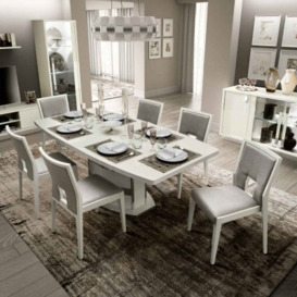 Camel Roma Day White Italian Butterfly Extending Dining Table and 6 Ambra Eco Leather Chairs - thumbnail 1
