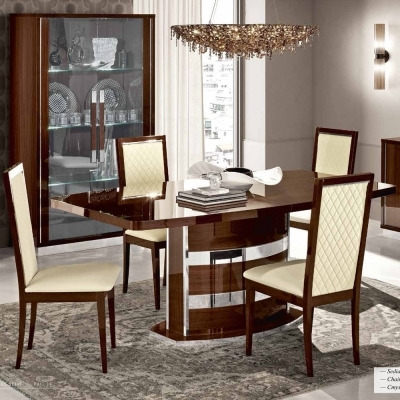 Camel Roma Day Walnut Italian Butterfly Extending Dining Table and 6 Rombi Eco Leather Chairs - image 1