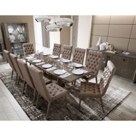 Camel Platinum Day Silver Birch Italian Butterfly Extending Dining Table and 6 Capitonne Eco Nabuk Chairs