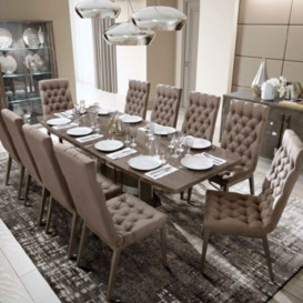 Camel Platinum Day Silver Birch Italian Butterfly Extending Dining Table and 6 Dama Eco Nabuk Chairs
