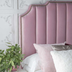 Art Deco Blush Pink Velvet Fabric Upholstered 5ft King Size Bed - thumbnail 2