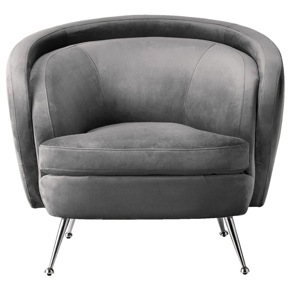 Tesoro Grey Velvet Tub Chair - image 1