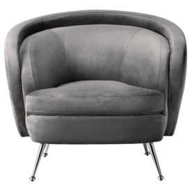 Tesoro Grey Velvet Tub Chair - thumbnail 1