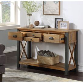 Urban Elegance Reclaimed Wood 4 Drawer Console Table - thumbnail 2