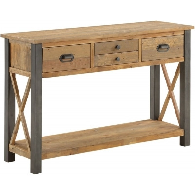 Urban Elegance Reclaimed Wood 4 Drawer Console Table - image 1