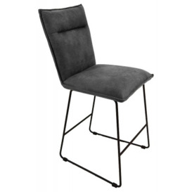 Larson Grey Suede Fabric Bar Stool (Sold in Pairs) - thumbnail 1