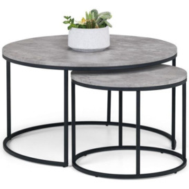 Staten Concrete Effect Round Nest of 2 Coffee Tables - thumbnail 3