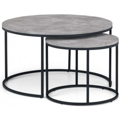 Staten Concrete Effect Round Nest of 2 Coffee Tables - image 1