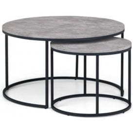 Staten Concrete Effect Round Nest of 2 Coffee Tables - thumbnail 1