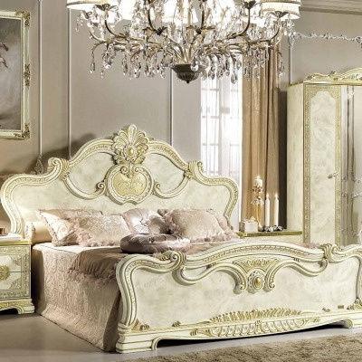 Camel Leonardo Night Italian Ivory High Gloss and Gold Bed - image 1