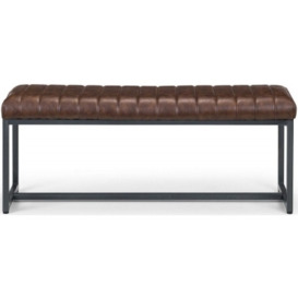 Brooklyn Brown Leather Dining Bench - thumbnail 1