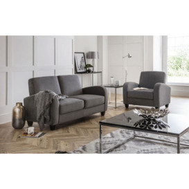 Vivo Dusk Grey Chenille Fabric 1 Seater Sofa - thumbnail 2