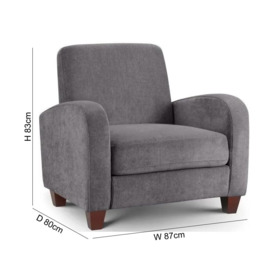 Vivo Dusk Grey Chenille Fabric 1 Seater Sofa - thumbnail 3