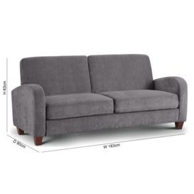 Vivo Dusk Grey Chenille Fabric 3 Seater Sofa - thumbnail 3