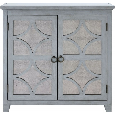 Russell Grey Mirrored 2 Door Small Sideboard - image 1