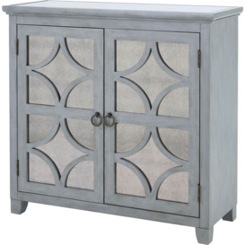 Russell Grey Mirrored 2 Door Small Sideboard - thumbnail 2