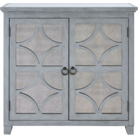 Russell Grey Mirrored 2 Door Small Sideboard - thumbnail 1