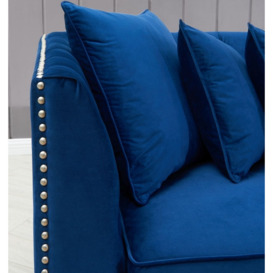 Kingston Blue Velvet Fabric Corner Sofa Suite - Right - thumbnail 3
