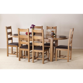 Originals Rustic Oak Oval 6 Seater Extending Dining Table - thumbnail 2