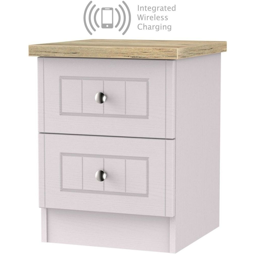 Vienna Kaschmir Ash 2 Drawer Bedside Cabinet with Integrated Wireless Charging