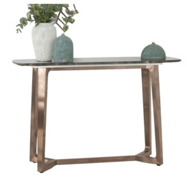 Clearance - Urban Deco Aurora Brown Marble and Bronze Console Table