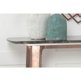 Clearance - Urban Deco Aurora Brown Marble and Bronze Console Table - thumbnail 2