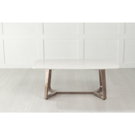 Clearance - Aurora Marble Coffee Table White Rectangular Top with Bronze Copper Finish Steel Base - thumbnail 3