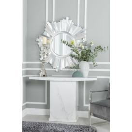 Turin Marble Console Table White Square Top with Pedestal Base - thumbnail 2