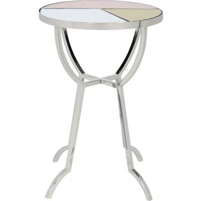 Chennai Multicolour Mirror Top and Nickel Round Side Table