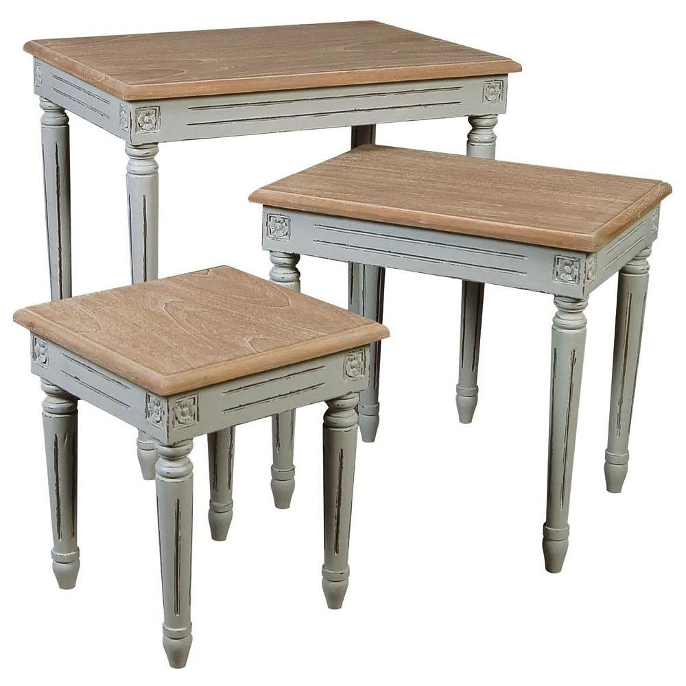 Valerie French Distressed Stone Grey Nest of Tables
