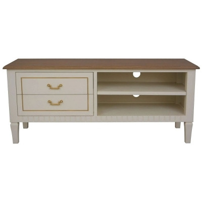 Agen French Oak and Old White Painted TV Unit