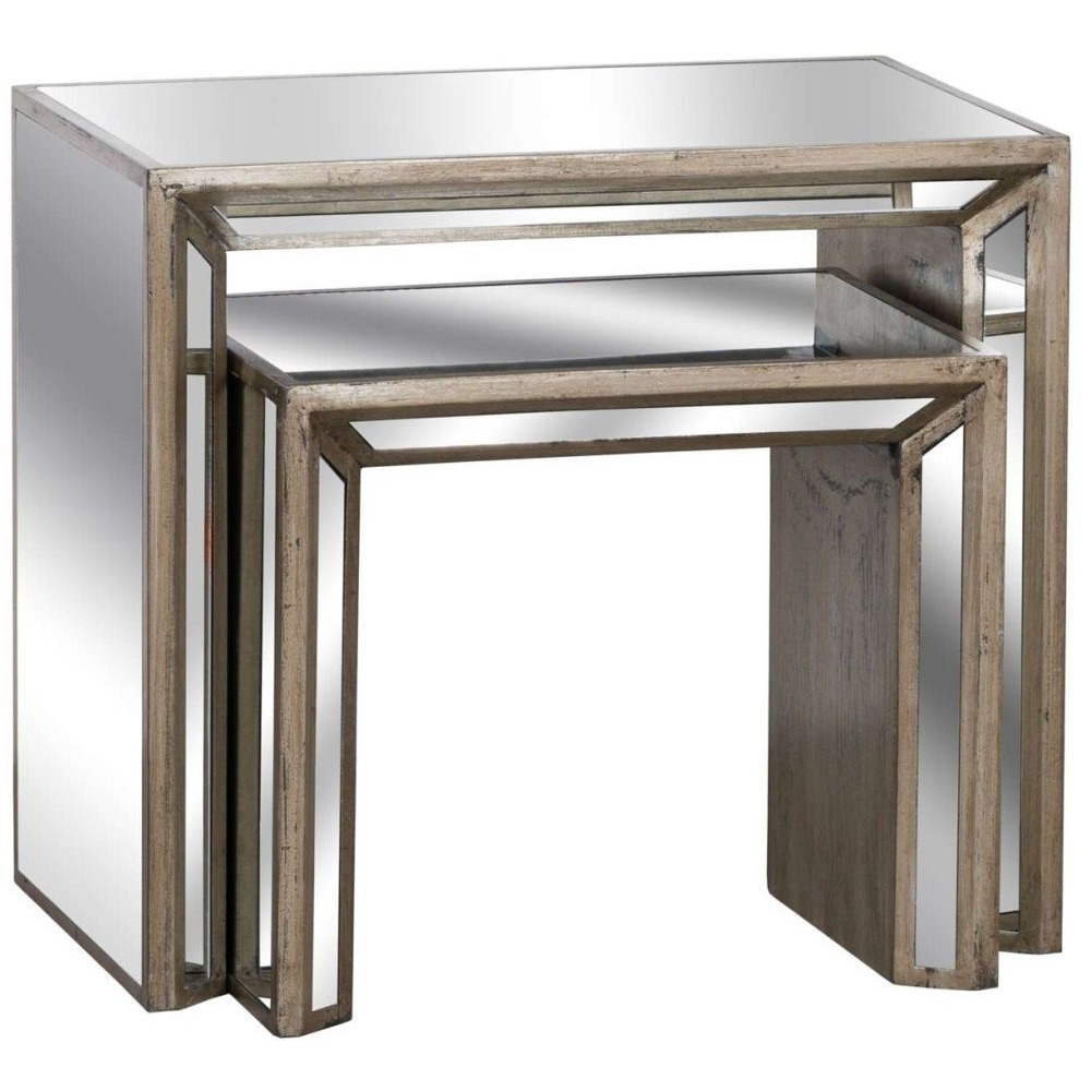 Hill Interiors Augustus Nest of Tables - Aged Mirrored and Antique Metallic Finish - image 1