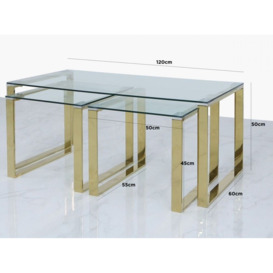 Value Harry Nest of 3 Table - Gold and Clear Glass - thumbnail 2