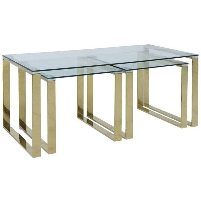 Value Harry Nest of 3 Table - Gold and Clear Glass - image 1