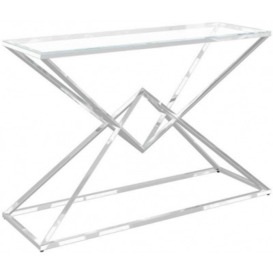 Daisy Glass and Chrome Console Table - thumbnail 1