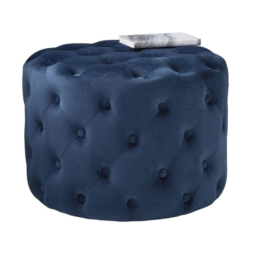 Tufted Fabric Round Pouffe - image 1