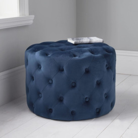 Tufted Fabric Round Pouffe - thumbnail 2