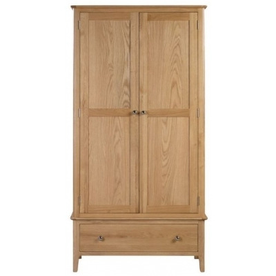Cotswold Natural Satin Lacquer Oak 2 Door 1 Drawer Wardrobe - image 1
