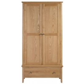 Cotswold Natural Satin Lacquer Oak 2 Door 1 Drawer Wardrobe - thumbnail 1