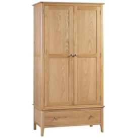 Cotswold Natural Satin Lacquer Oak 2 Door 1 Drawer Wardrobe - thumbnail 3