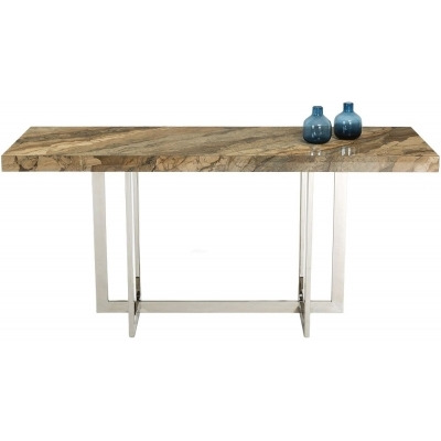 Stone International Horizon Marble and Polished Steel Console Table - image 1