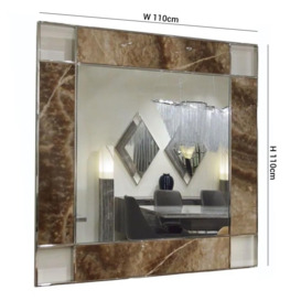 Stone International Marble Inlay Square Mirror - 110cm x 110cm - thumbnail 2