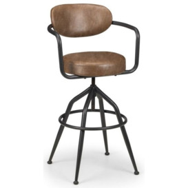 Barbican Brown Leather Swivel Bar Stool, High Back (Sold in Pairs)