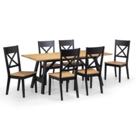 Hockley Black and Oak 6 Seater Dining Set with 6 Chairs - thumbnail 1