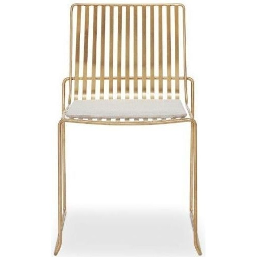 Gillmore Space Finn Natural Woven Fabric and Brass Brushed Stacking Dining Chair (Sold in Pairs) - image 1