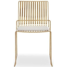 Gillmore Space Finn Natural Woven Fabric and Brass Brushed Stacking Dining Chair (Sold in Pairs) - thumbnail 1