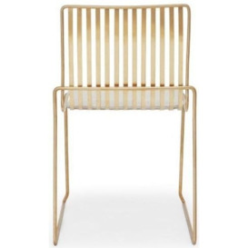Gillmore Space Finn Natural Woven Fabric and Brass Brushed Stacking Dining Chair (Sold in Pairs) - thumbnail 2