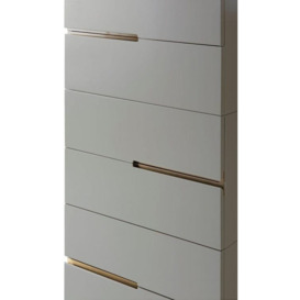 Gillmore Space Alberto Grey Matt Lacquer and Brass Brushed 6 Drawer Narrow Chest - thumbnail 3